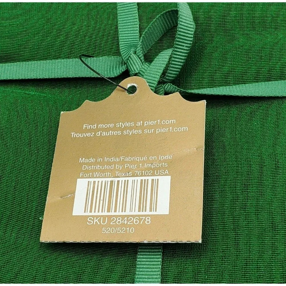 Pier 1 Red Green Sheer Napkins Set of 4 with Red Green Jingle Bells NWT - Picture 6 of 9